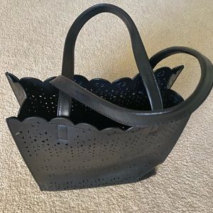 Black leather laser cut Banana Republic tote bag